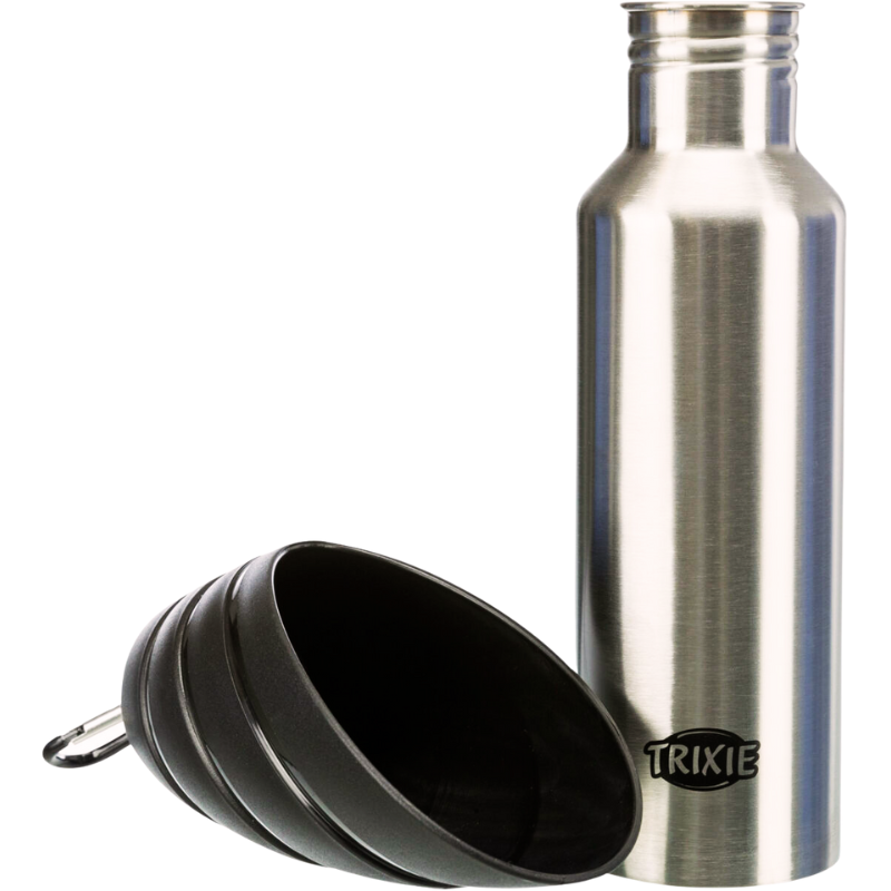 Flasche mit Trinknapf 750 ml – Praktische Lösung für die Wasserversorgung deines Hundes unterwegs!