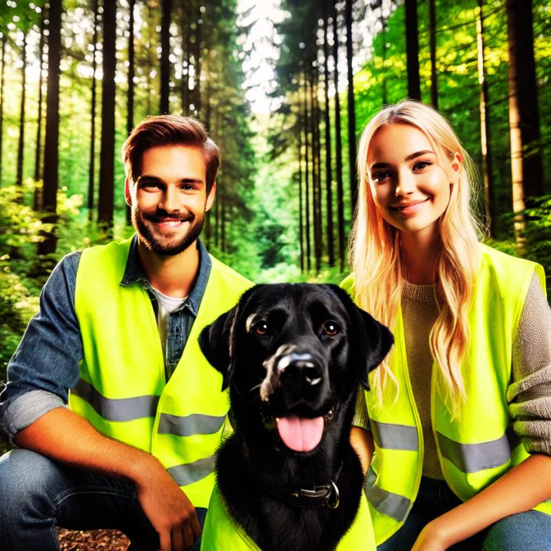 zwei Personen mit Leuchtwesten 