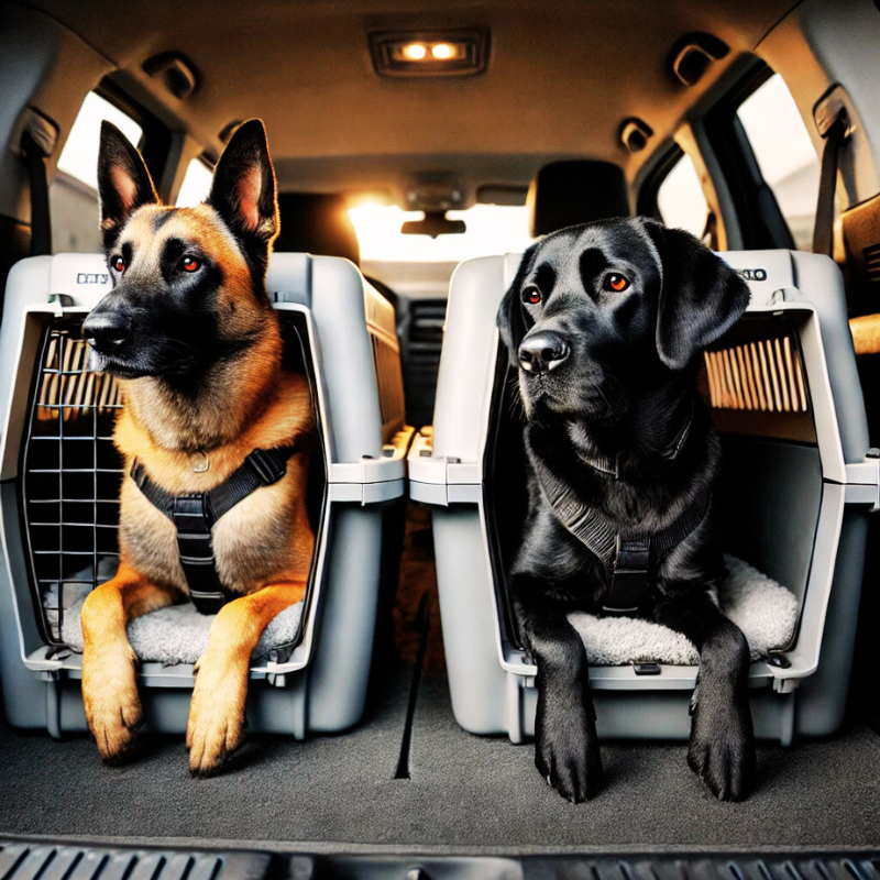 Katinka und Ellie in der Hudebox im Auto 